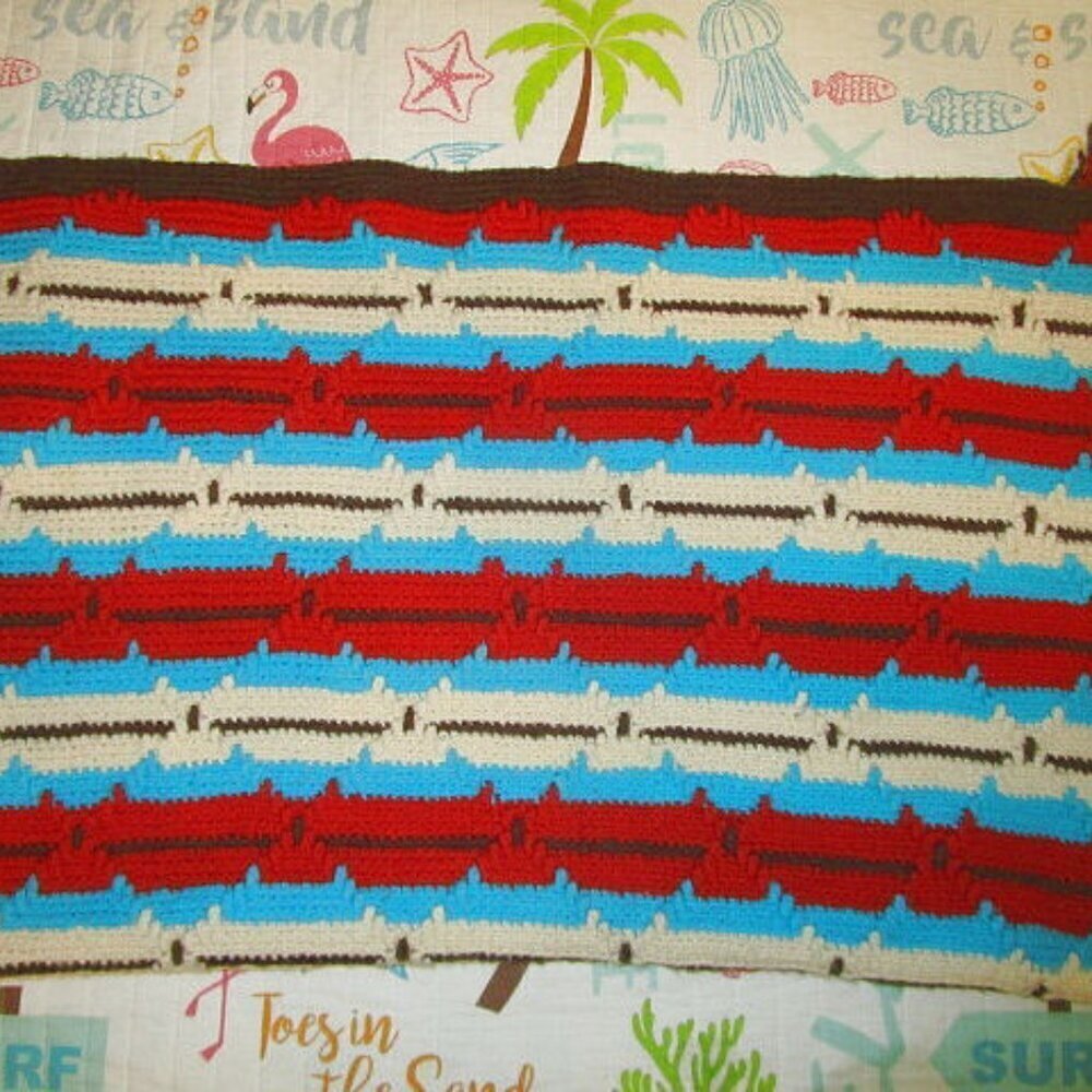 VTG Hand Crochet AFGHAN Throw BLANKET Lap COUCH Southwestern FRINGE Aztec 60X38